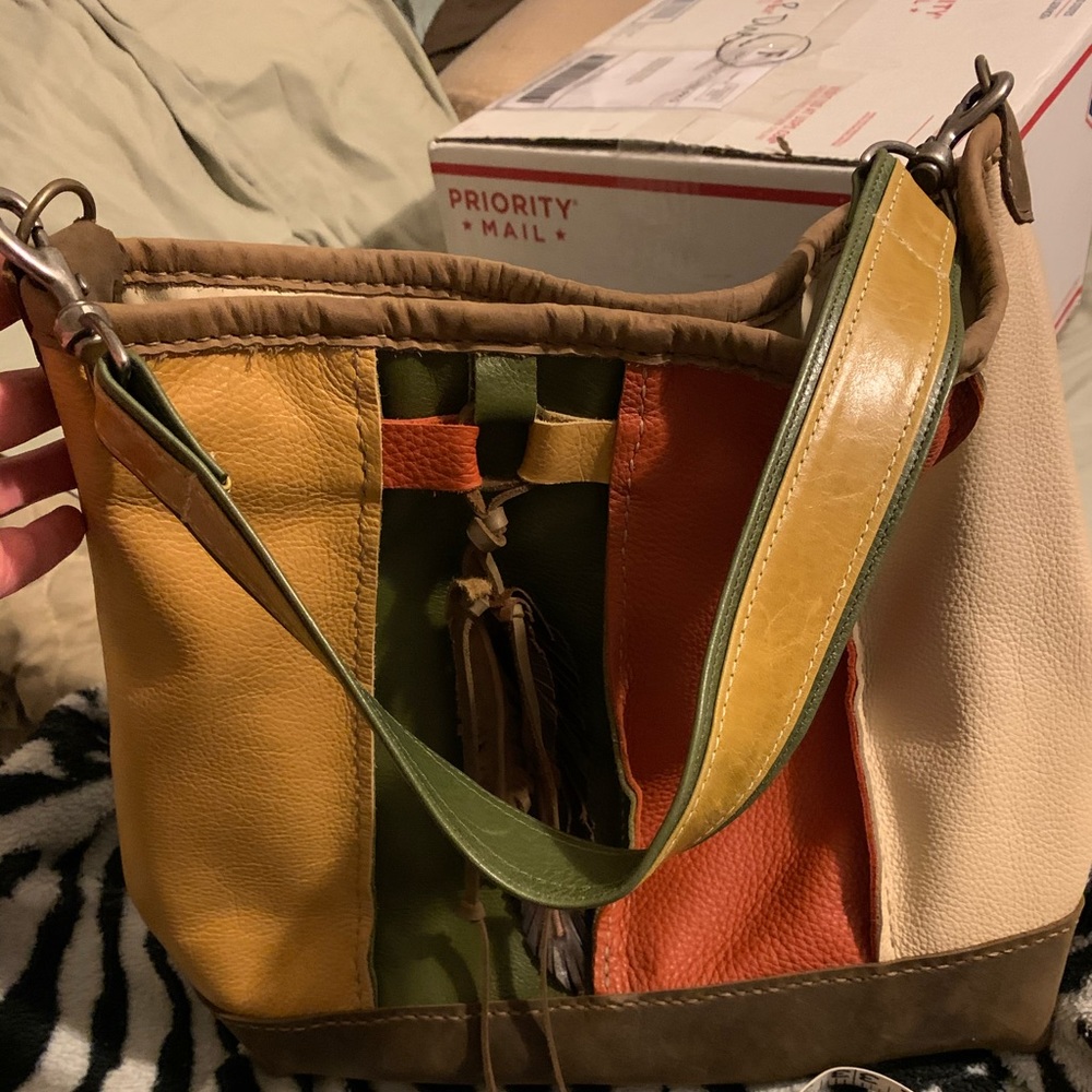 Handmade/stitch leather hobo by stacy leigh